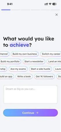 Choose the goal you want to achieve when creating a plan in Planex.