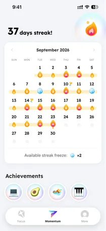 Planex progress tracker with daily streaks, ongoing plans, and completed goals.